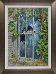 Swallow Fledglings by Michael Jackson - Original Painting on Stretched Canvas sized 28x39 inches. Available from Whitewall Galleries